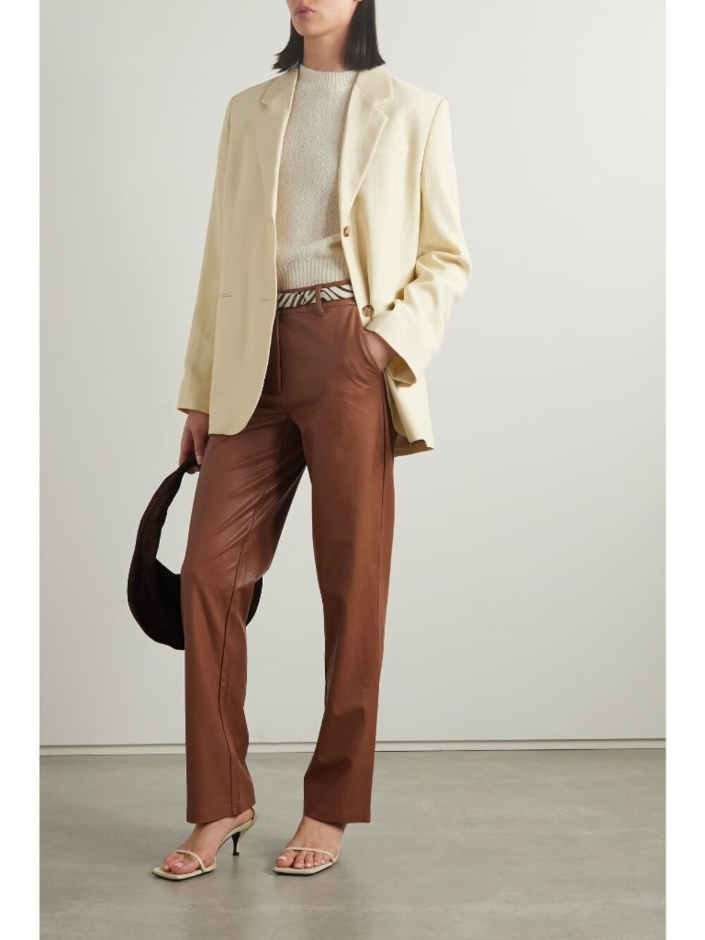 Commando Faux stretch-leather straight-leg pants in Camel Large Womens Vegan